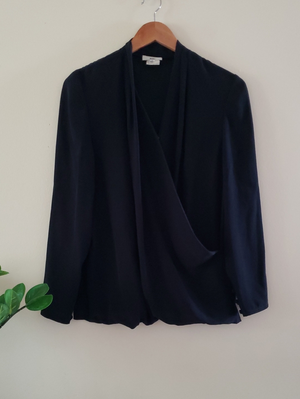 Vintage MILLI Hamilton Canada Faux Wrap Long Sleeve Blouse - Black 8